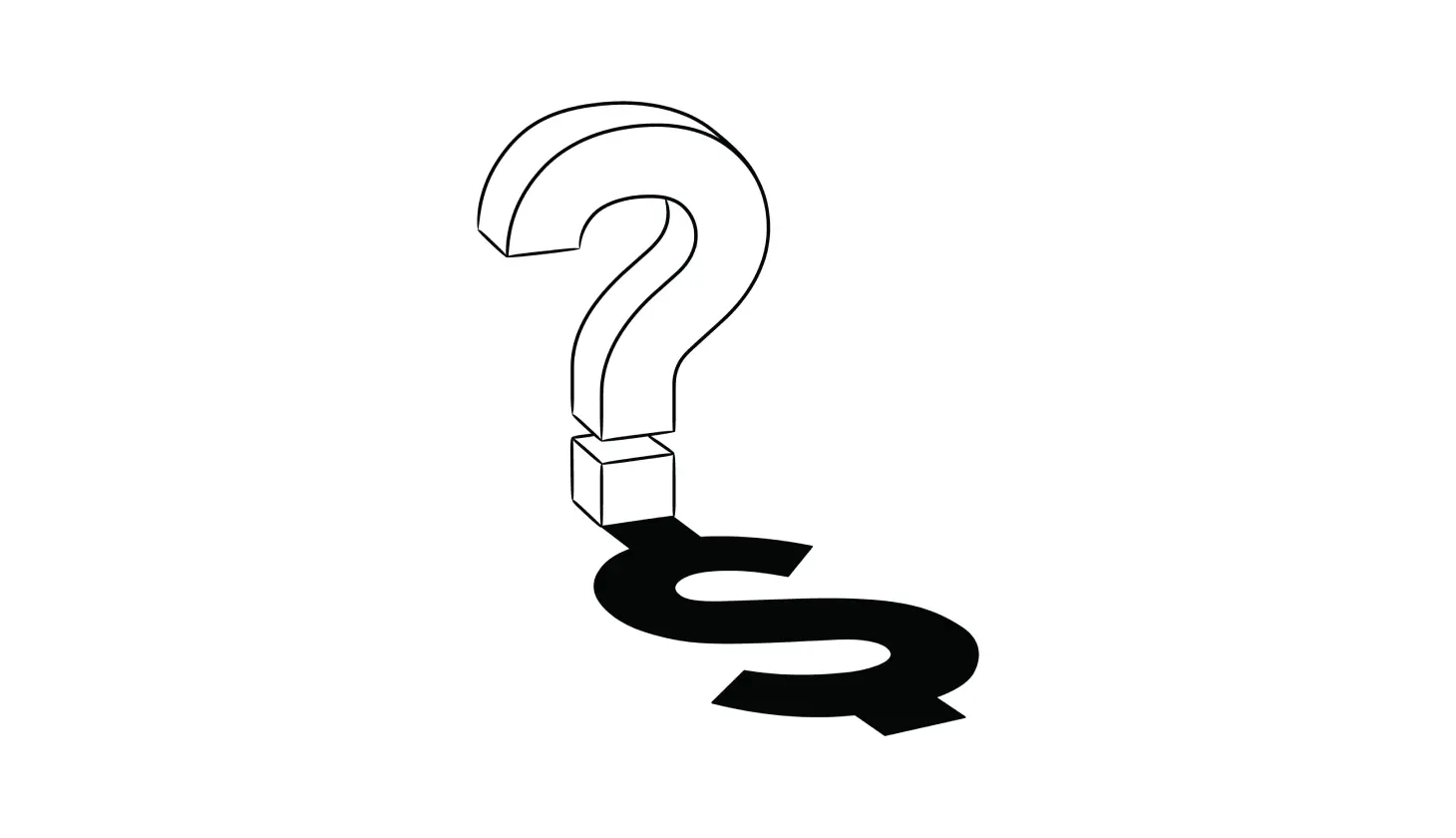 Illustration of an upright question mark with a dollar sign for its shadow